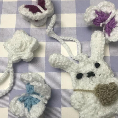 various crochet keychains